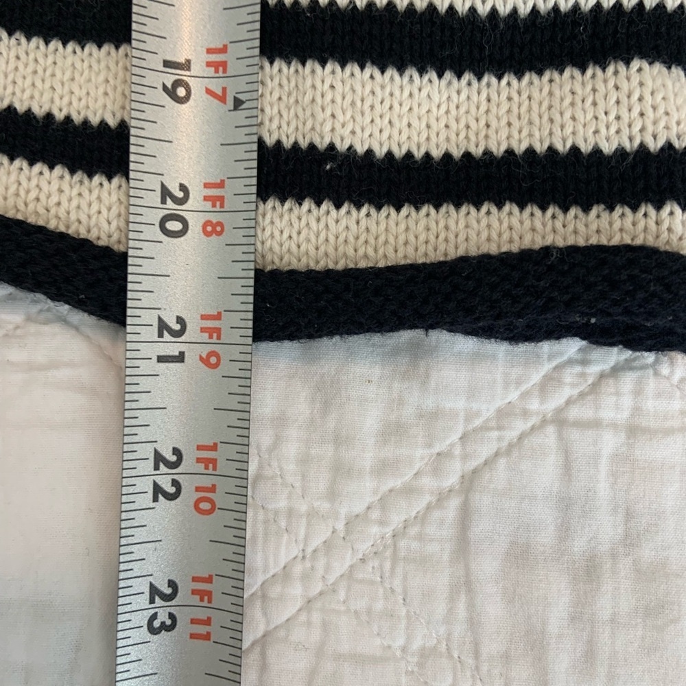 Marled Black and White Crew Neck Sweater‎ with Nautical Stripes Size M - Picture 9 of 12